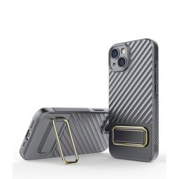 QRIOH Solid iPhone 14 Plus Back Case with Gold Metal Kickstand-image-44
