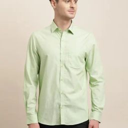 Turtle Pista Green Cotton Slim Fit Shirt-image-43