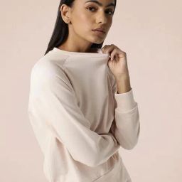 RAREISM Pink Cotton Blend Solid Long Sleeves Sweatshirt-image-97