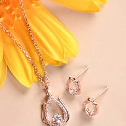 Clara 925 Silver Rose Gold Plated Swiss Zirconia Lotus Jewellery Set Gift for Women-image-67