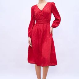 Styli Red Solid A Line Dress-image-38