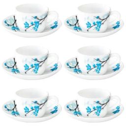 Larah by Borosil White Ceramic Opalware Cup and Saucer Set of 12 140ml-7