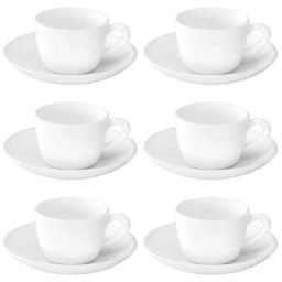 Larah by Borosil Snow Ceramic Opalware Cup and Saucer Set of 12 220ml-image-13