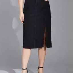 Life With Pockets Black Straight Fit Skirt-image-16
