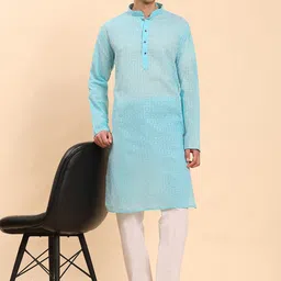 Pro-Ethic STYLE DEVELOPER Men Embroidered Regular Sequinned Pure Cotton Kurta with Pyjamas-picture-11