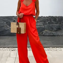 StyleCast x Revolte Solid Basic Jumpsuit with Applique image 1