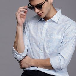 WROGN Men Blue & White Slim Fit Printed Casual Shirt-image-37