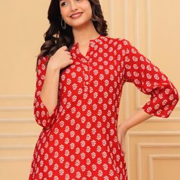 Samhitas Floral Printed Mandarin Collar Cotton Straight Kurta-image-72