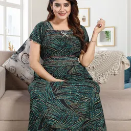 CINCO Abstract Printed Square Neck Maxi Nightdress-picture-16