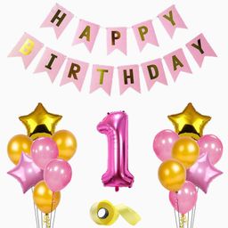 Shopperskart First Happy Birthday Decoration Combo Pink - Pack of 48-image-98