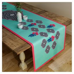 SEJ by Nisha Gupta Floral Blue Table Runner - Blue-image-60