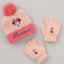 Babyhug Woollen Cap & Gloves Set With Pom Pom Detailing & Minnie Mouse Print Pink - Diameter 10.5 cm-image-28