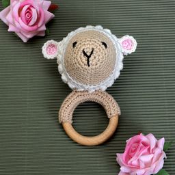 Love Crochet Art Crochet Wooden Sheep Rattle - Cream-14