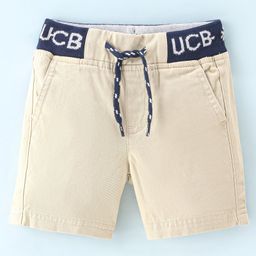 UCB Cotton Woven Knee Length Shorts Logo Print - Beige-image-52