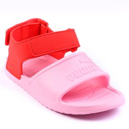 PUMA Velcro Closure Sandals with Logo Print - Pink Lilac & Active Red-image-56