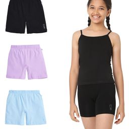 Plan B Pack Of 3 Brand Logo Printed Cycling Shorts - Lavender Blue & Navy Blue-image-78