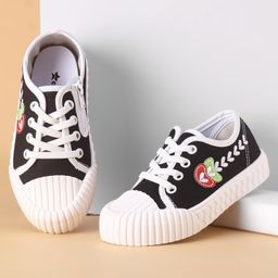 Cute Walk by Babyhug Lace Ups Casual Shoes  with Leaf Embroidered - Black-image-90