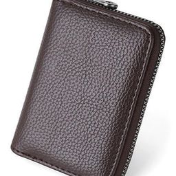 MOMISY PU Leather Credit Debit Card Holder Wallet Card Case ID Case Organizer Holder Zipper Wallet Coin Purse 11 Slots - Brown-image-91