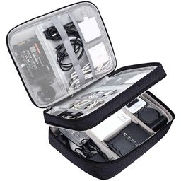 House of Quirk Electronics Accessories Organizer Bag Universal Carry Travel Gadget Bag for Cables Plug-Black-87