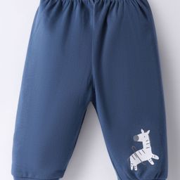 Tango Interlock Knit Full Length Lounge Pant with Zebra Print - Blue-picture-1