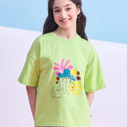 stylobug Stylo Bug Cotton Blend Half Sleeves Begin Today Text Printed Tee - Green-picture-2