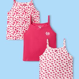 Pine Kids Cotton Elastane Knit Singlet Sleeves Bow & Polka Dot Printed Slips Pack of 3 (Color May Vary)-image-65