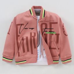 Dapper Dudes Full Sleeves Typography Printed Jacket With Tee - Peach-image-79