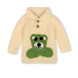 Star Lath Kids Beige & Green Woollen Sweater Vest-picture-45