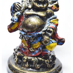 Aura Gold-Toned & Blue Laughing Buddha Idol Showpiece-16