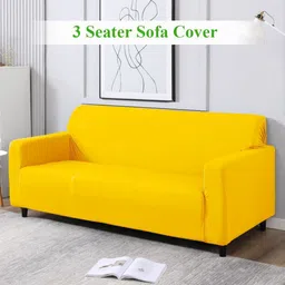 HOKIPO Yellow 3 Seater Sofa Cover With Arms-image-4