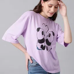 Stylecast X Kotty Women Printed Drop-Shoulder Sleeves Oversized T-shirt-image-53