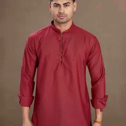 DIVISIVE Mandarin Collar Cotton Straight Kurta-image-81