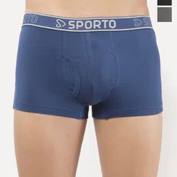 Sporto by Macho Pack Of 3 Combed Cotton Mid-Rise Short Trunks-picture-39