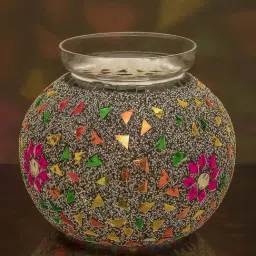 Homesake White Persian Mosaic Flower and Seed Beads Lamp (Bulb Included) - Set of 1-28