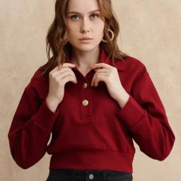 RAREISM Maroon Cotton Blend Solid Long Sleeves Sweatshirt-image-38