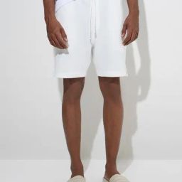 WES Lounge by Westside White Relaxed-Fit Cotton-Blend Mid-Rise Shorts-image-40