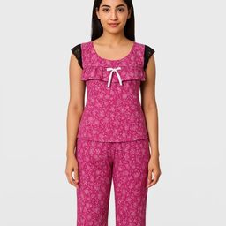 ZERJAMA Women Floral Printed Night suit-image-80