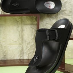 G L Trend Black Leather Sandals-image-90