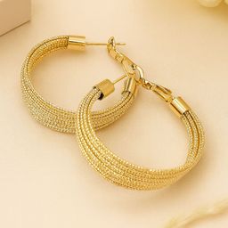 Bohey by KARATCART Gold-Plated Circular Shaped Hoop Earrings-picture-34