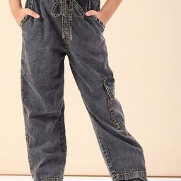Stylo Bug Girls Smart High-Rise Cargos Trousers-image-49