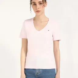 Tommy Hilfiger Light Pink Cotton Slim Fit T-Shirt-picture-14