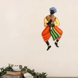 eCraftIndia Musician Tribal Man Iron Wall Hanging-image-68