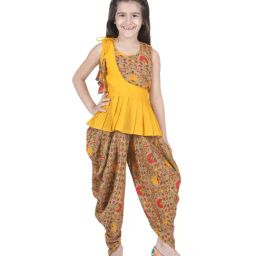 BownBee Kids Brown & Yellow Printed Kaftan with Dhoti-image-98