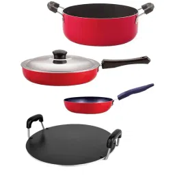 Nirlon Non-Stick Red Aluminium Gas Compatible Cookware Set of 4 Pieces-9