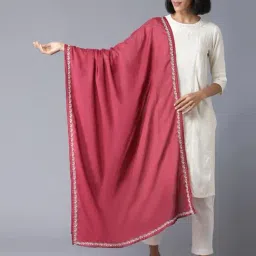 W Red Cotton Embroidered Dupatta-image-40