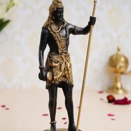 eCraftIndia Gold Brass Lord Shiva with Trishul Handcrafted Statue-image-34