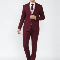Peter England Maroon Slim Fit Three Piece Suit-picture-14
