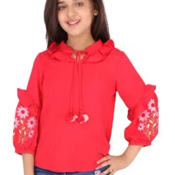 Cutecumber Kids Red & Pink Floral Print Top-1
