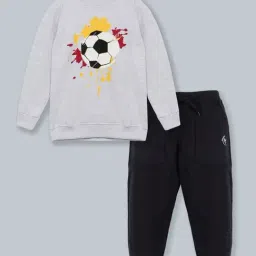 Kiddopanti Kids Grey & Jet Black Printed Full Sleeves Sweatshirt Set-image-68