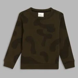 Blue Giraffe Kids Olive Green Printed Full Sleeves Sweatshirt-image-97